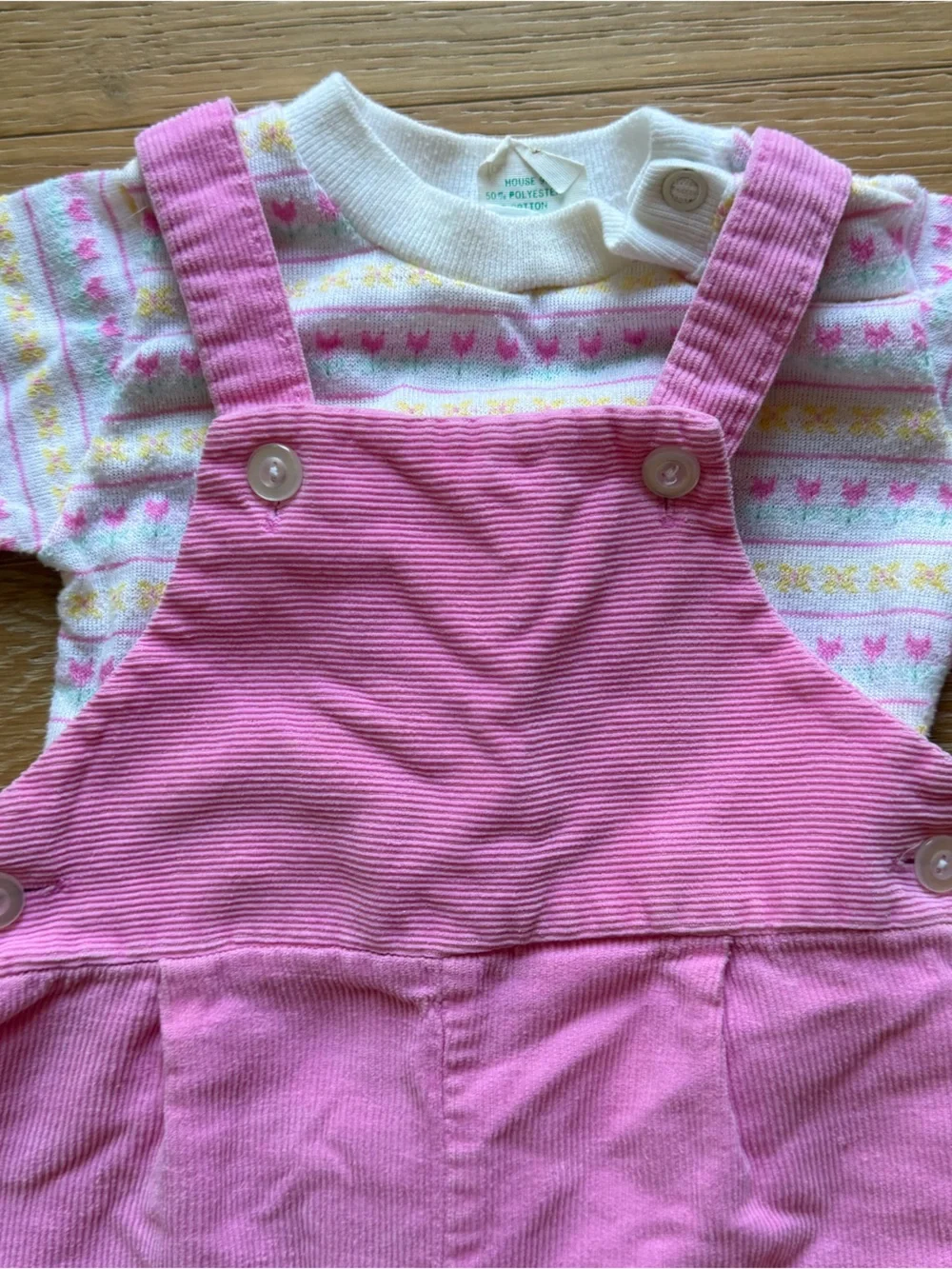 Vintage Toddletime -JC penny - Pink Baby Overalls & Long sleeve Set